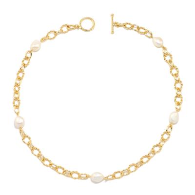 China BXY FASHIONABLE Handmade 14K Gold Plated Freshwater Pearl Chain Necklaces for sale