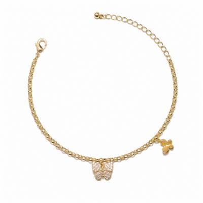 China 2021 Summer Girls Accessory Fashion BXY Butterfly Butterfly Bracelet Woman Copper Link Zircon Chain Cute Charm Wholesale Lucky Jewelry for sale