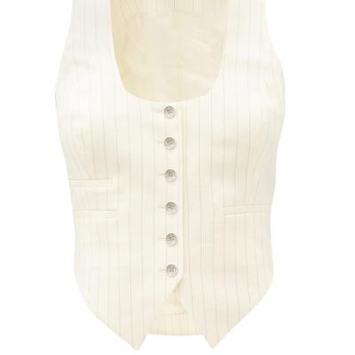 China Vertical Stripe Breathable Ladies Vest White Spring And Autumn Office New for sale