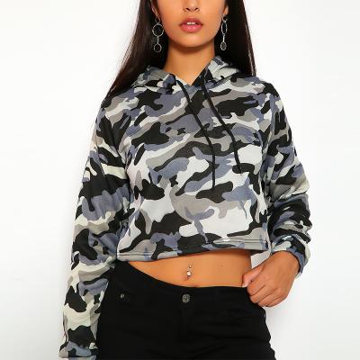 China Lady Anti Shrink Camouflage Sweater With Short Top Hat Women Casual Hoodie for sale