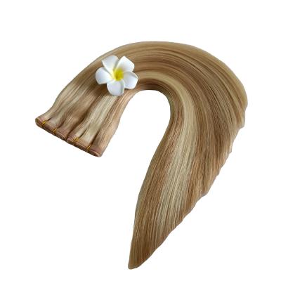 China Double Straight Natural Remy Flat Weft Hair Extension Drawn Virgin Hair From Doris Beauty Full Cuticle Aligned Bundles Natural Russian Hair for sale