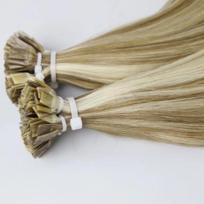 China Cuticle Aligned Virgin Hair Silky Straight Raw Wave Tip Keratin Ties Hair Extensions Double Drawn All Colors Can Be Customized for sale