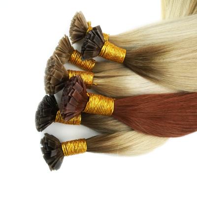 China Straight Flat Tip Full Colored Cuticle Aligned Pre Bonded Christmas Hair Extensions F Keratin Tip Wholesale Price for sale