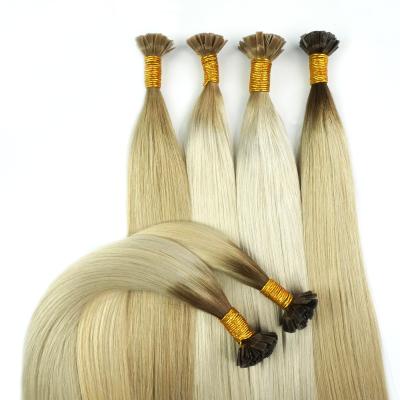 China Christmas Pre-bonded Straight Flat Tip Keratin Hair Extensions F Tip Cuticle Aligned Colored Full Wholesale Price for sale