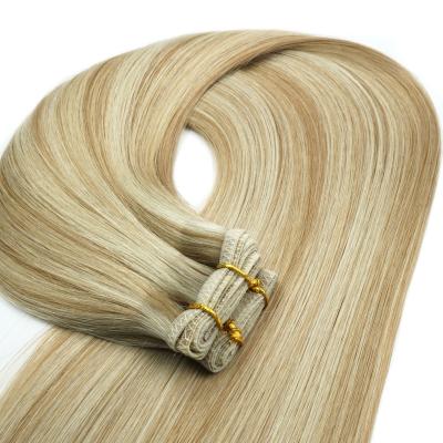 China Straight Double Thickness Wholesale Price Wave Pulled Hair Seamless Sew In Hair Extension Unprocessed No Shedding No Tangle No Pigtails Hair for sale