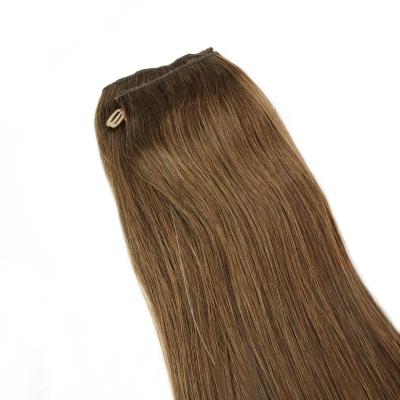 China 2022 Best Quality New Halo Weft Hair Russian Halo Seamless Extension Weft Straight New Weft Hair Remy Genius Weft for sale