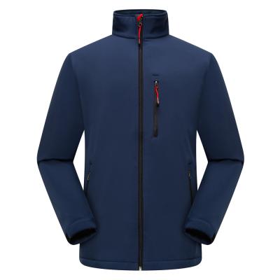 China OEM Stand Collar Thick Warm Breathable Fleece Water Resistant Soft Shell Jacket Zip Snow Jacket Men Waterproof for sale