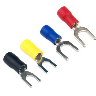 China Spade or Brass Terminal Fork SV Block Solder Copper Plastic Sleeve Insulated Cold End Crimp Wire Terminal Connectors for sale