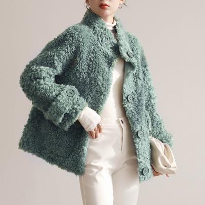 China New Fashion OFTBUY 2021 Winter Women's Luxury Real Fur Coat Jacket Woolen Turn-down Collar Outerwear Thick Warm Knitting Brand for sale