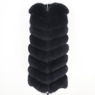 China OFTBUY 2021 Real Waterproof Black Fur Long Vest Winter Jacket Women Coat Natural Fluffy Outerwear Streetwear Thick Fox Fur Warm Waistwear for sale