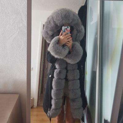 China OFTBUY Natural Fox Fur Real Fur Coat Outerwear Parka Winter Waterproof Women Long One x Hood Jacket Raincoats Luxury Outerwear Detachable New for sale