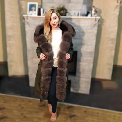 China OFTBUY 2021 New Parka Real Fur Coat Winter Jacket Women Fox Thick Warm Outerwear Long Natural Collar X Detachable Fur Raincoat Raincoat for sale