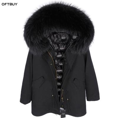 China OFTBUY 2021 Winter Jacket Women Long Parka Fox Fur Hood Collar Natural Faux Fur Lining Real Fur Coat Ins. Duck Down Coat Loose Fashion New for sale