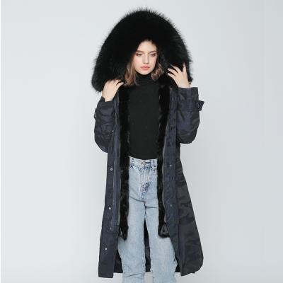 China OFTBUY 2020 Parkas Real Fur Coat Hood Real Mink Fur Liner Natural Raccoon Fur Collar Large Camouflage Winter Parka Women One X Long Jacket for sale