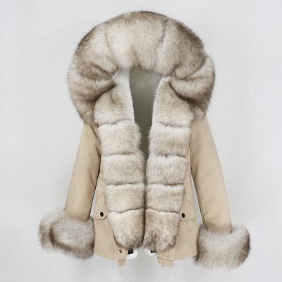 China OFTBUY New 2021 Winter Parka Women's Real Real Fox Fur Coat Hood Warm Detachable Natural Fox Fur Collar for sale