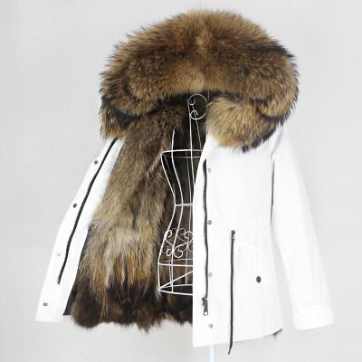 China OFTBUY 2021 New Detachable Parka Real Fox Raccoon Fur Coat Collar Natural Outerwear Waterproof Hood Winter Jacket Women Warm for sale