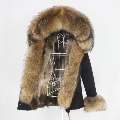 China OFTBUY Raccoon Fur Hood Streetwear Detachable Natural Tracksuit Winter Parka Women Jacket Real Fox Waterproof Short Fur Coat for sale