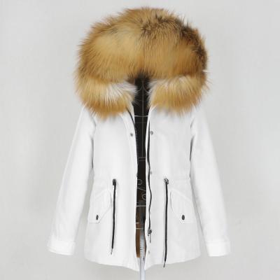 China OFTBUY 2020 Raincoat Women Waterproof Natural Raccoon Fox Fur Collar Hood Thick Liner Outerwear Real Fur Coat Parka Winter Jacket Women for sale