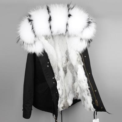 China 2021 OFTBUY rabbit fur hooded parkas winter parka women jacket real big raccoon fur coat waterproof natural fur collar deep warm for sale