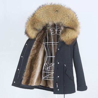 China 2021 OFTBUY Navy Faux Fur Hooded Winter Parka Jacket Coat Women Real Fur Parkas Raccoon Hooded Warm Soft Coat Natural Fur Collar Waterproof for sale