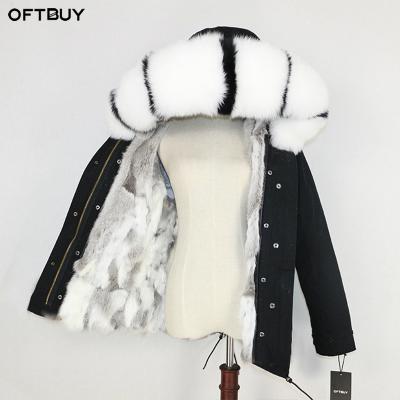 China OFTBUY Waterproof 2021 Winter Real Fur Coat Women Rabbit Fur Thick Warm Coating Raccoon Parka Jacket Natural Fur Collar Brand New for sale