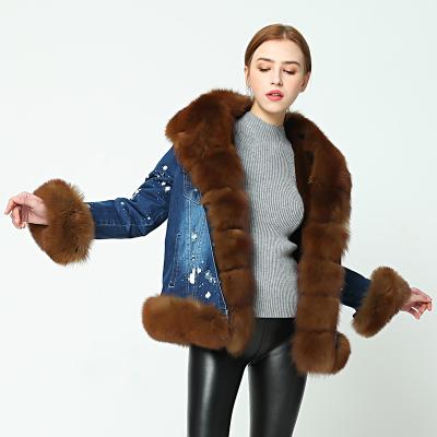 China 2020 real fur coat denim parka brand fur OFTBUY winter jacket women thick warm real fur parkas real natural fox fur coat etachable for sale