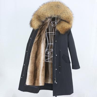 China OFTBUY 2021 New Winter Parka Women's Natural Raccoon Fox Fur Long Raincoats One x Hood Jacket Raincoats Real Fur Coat Detachable Streetwear for sale