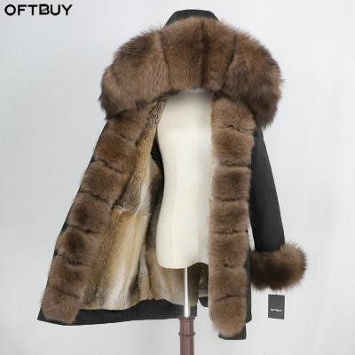 China OFTBUY Real Rabbit Fur Liner Hood Real Fox Fur Parka Real Fur Coat Winter Waterproof Jacket Women Natural Collar Warm Streetwear New for sale