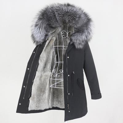 China OFTBUY 2020 Natural Raccoon Fox Fur Hood Detachable Collar Long Real Rabbit Fur Liner Parka Winter Coat Women Raincoat Waterproof Jacket for sale