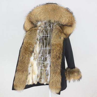 China OFTBUY 2021 New Winter Jacket Women's Long Parka Real Raccoon Fur Hood Natural Collar Warm Streetwear Real Rabbit Waterproof Fur Coat for sale