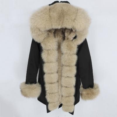 China OFTBUY Natural Raccoon Fur Hood Real Rabbit Fur Liner Collar Parka 2021 Real Fur Coat Winter Women Waterproof Detachable Jacket for sale