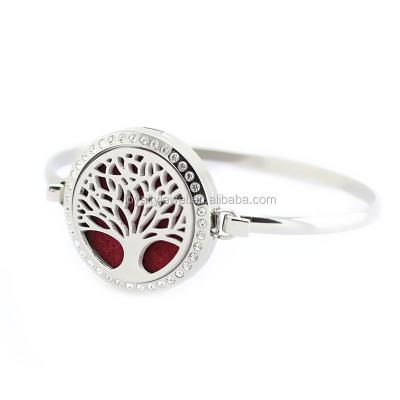 China Tree of Life Perfume Pendant Bracelet Stainles Essential Oil Diffuser Pendant Bracelet Steel Tree of Life Perfume Pendant Bracelet for sale