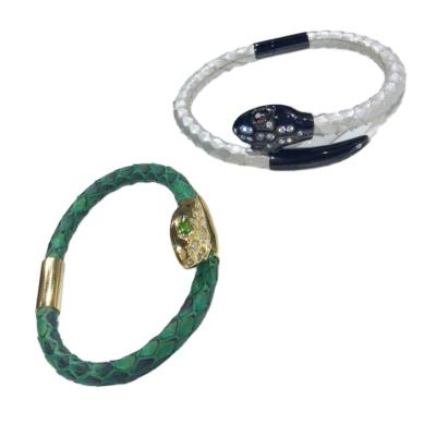 China FASHIONABLE High Quality Luxury Python Skin Bracelet Snake Leather Bracelet for sale