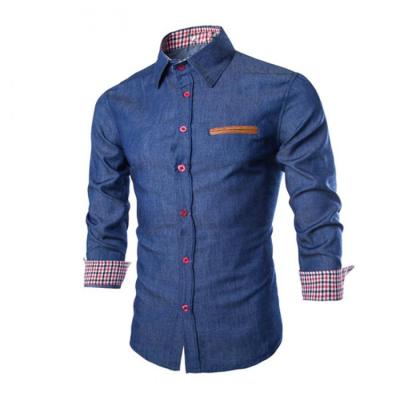 China Anti-pilling Wholesale Custom Design Fashion Mens Jeans Shirt Casual Slim Fit Cotton Tops Shirts For Men for sale