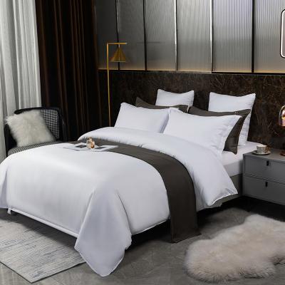 China Luxury Hotel Sustainable Home Textile White Cotton Bedding Sets Bed Sheet Any Size Available for sale