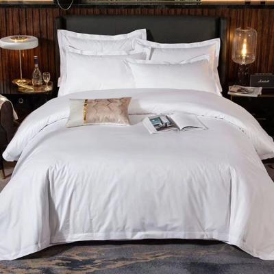 China Hotel Nondisposable Hot White Embroidery Hot Sale 100% Cotton White Bedding Set With Pillowcase for sale