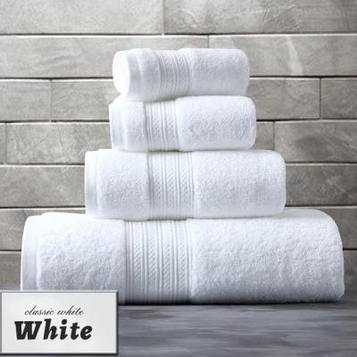 China White Cotton Long Terry Hotel Towel Set 100% Original Design High Quality Hypoallergenic Full Color for sale