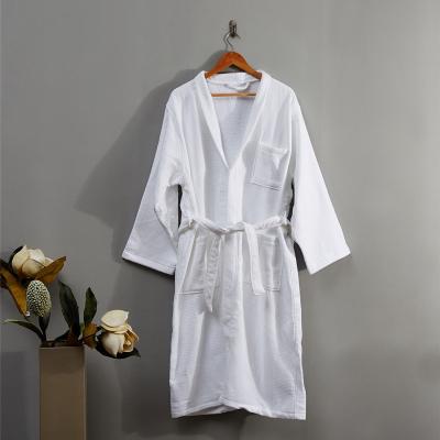 China Breathable Five Star Hotel Cotton Waffle Robe White Bathrobe Sauna Bathrobe Custom for sale