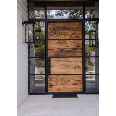 China Decoration Front Doors For Houses Modern Exterior Glass Wooden Entrance Double Main Security Wooden Doors for sale