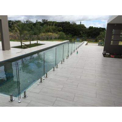 China Modern Exterior Decking Balustrade Security Frameless Glass Fence Pin Fencing Glass Railings for sale