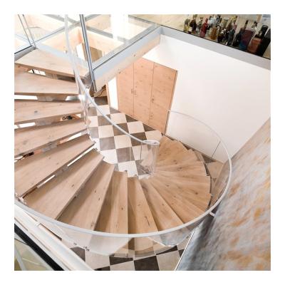 China Contemporary Customized Marble Steel Railing Curved Circular Step Iron Staircase Arc Stairs for sale