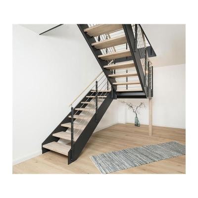 China Contemporary Wooden Tread Stringer Straight Stairs Modern Home Invisible Use Indoor Floating Stairs for sale