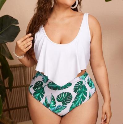 China New Plus Size Bikini Set Ruffle Bandeau Beach Wear Women's High Quality Sexy Two Piece Women's Tops Swimwear Custom Made Windproof Swimsuit for sale