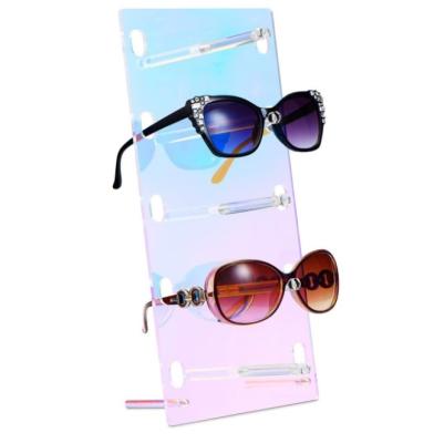 China Shop Clear Rainbow Laser Acrylic Sunglasses Eyewear Organizer Holder Stand For 5 Frames Sunglasses Show Holder Holds 5 Frames for sale