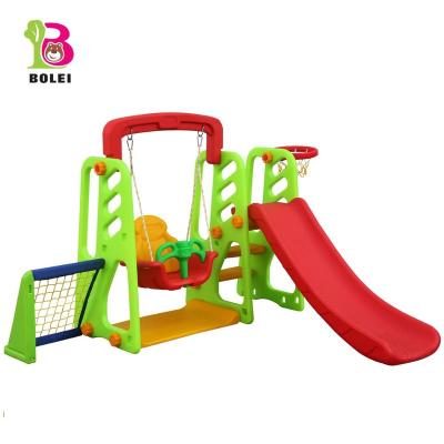 China 2-8 years old baby 4 in 1 outdoor plastic slide and swing set on sale for sale