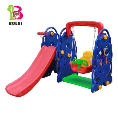 China PE 4 in 1 Indoor Outdoor Use Kindergarten Plastic Elephant Swing and Slide Set for sale