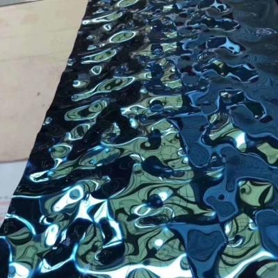 China Construction Manufacturer Gold Colored Decorative Dimpled Water Ripple Hammered Plate 3d Stamp Aisi 304 Stainless Steel Sheet for sale