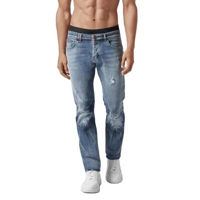 China Supplier wholesale custom quality viable low price OEM men's biker jeans ripped waist skinnyr mens jeans for sale