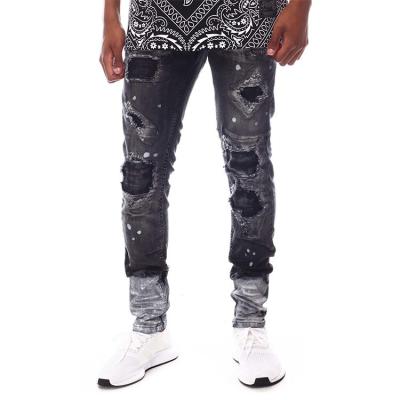 China Brand Breathable Famous Custom Pants Urban Boy Damaged Denim Men's Gradient Fitness Ripped Repair Jeans for sale