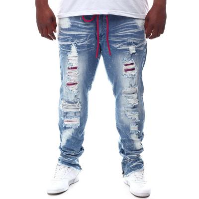 China Men's Breathable Waist Skinny Ripped Zipper Legs Fashionable Locomotive Plus Size Mens Jeans for sale